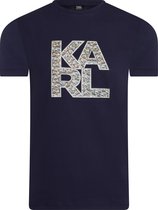 Karl Lagerfeld - Heren Tee SS Library Logo Shirt - Blauw - Maat XL