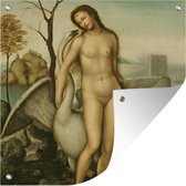 Tuindoek Leda en de zwaan - Leonardo da Vinci - 100x100 cm