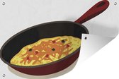 Tuindecoratie Illustratie van een omelet in een braadpan - 60x40 cm - Tuinposter - Tuindoek - Buitenposter