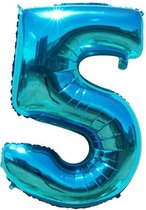 Shower de bébé ballon numéro 5 ans - Ballons à l'hélium en aluminium bleu - 100 cm - Décoration d'anniversaire bleu cinq