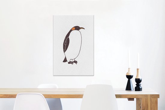 Illustration d'un pingouin sur fond blanc 60x90 cm - Tirage photo sur toile (Décoration murale salon / chambre) / Peintures sur toile Animaux