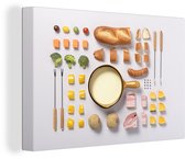 Objets de fontaine à fromage sur toile de table 2cm 30x20 cm - petit - Tirage photo sur toile (Décoration murale salon / chambre)