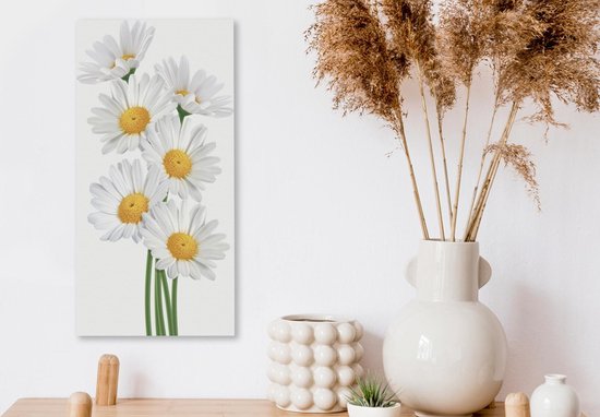 Toile Peinture Marguerites - dessin - Wit - 20x40 cm - Décoration murale