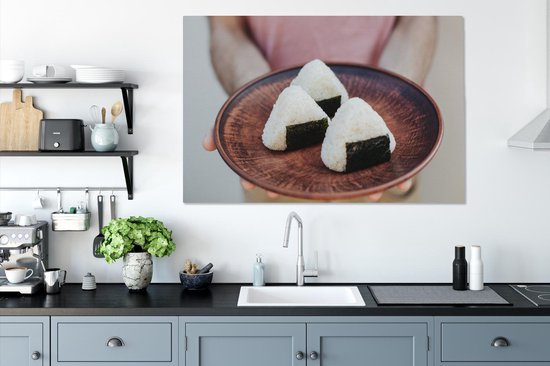 Peintures sur toile - Onigiri - Assiette - Japon - 140x90 cm - Décoration murale