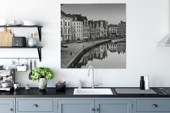 Peintures sur toile - Centre Historique de Gand - noir et blanc - 90x90 cm - Décoration murale