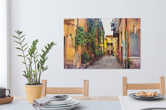 Ancienne ruelle de Rome 90x60 cm - Tirage photo sur toile (Décoration murale salon / chambre)