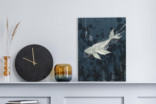 Illustration d'une baleine dans l'eau 30x40 cm - petit - Tirage photo sur toile (Décoration murale salon / chambre) / Peintures sur toile Animaux