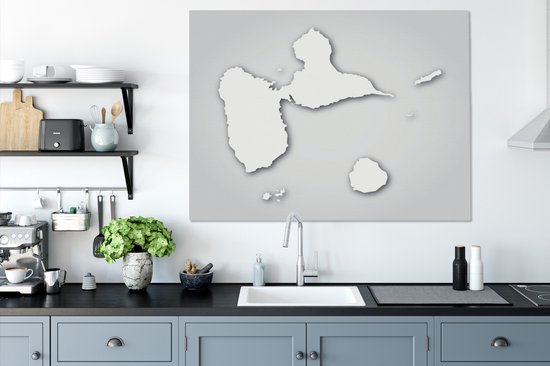 Tableau sur toile Illustration de la Guadeloupe en noir et blanc sur fond gris - 120x90 cm - Décoration murale