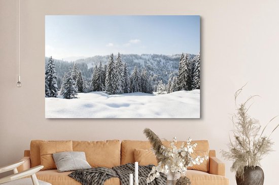 Tableau sur toile Paysage d'hiver enneigé par temps clair - 150x100 cm - Décoration murale