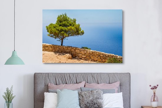 Une vue mer sur la toile grecque de Zakynthos 180x120 cm - Tirage photo sur toile (Décoration murale salon / chambre) XXL / Groot format!