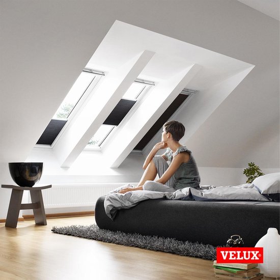 Store plissé occultant d'origine VELUX (FHC), cadre argenté, S06, 606, 4, Blue clair