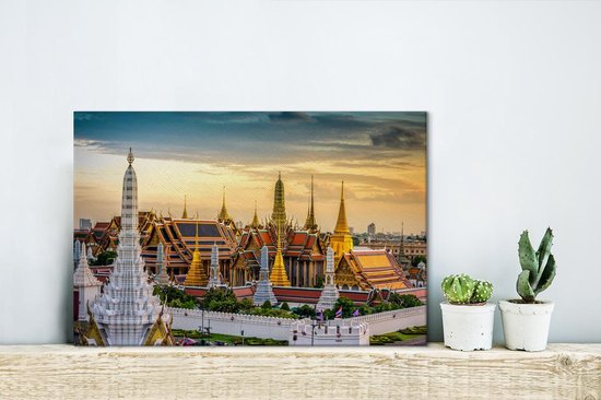 Canvas Schilderij Bangkok - Zon - Paleis - 30x20 cm - Wanddecoratie