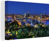 Canvas Schilderij Rotterdam - Nederland - Skyline - 90x60 cm - Wanddecoratie