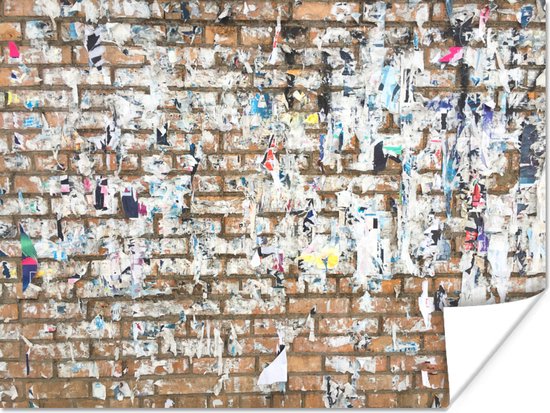 Affiches murales en désordre avec restes de papier déchirés Poster 160x120 cm - Tirage photo sur Poster (décoration murale salon / chambre) XXL / Groot format!