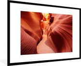 Photo encadrée - Cadre photo mondialement connu Antelope Canyon noir avec passe-partout blanc xxl 120x80 cm - Affiche encadrée (Décoration murale salon / chambre)