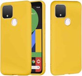 Voor Google Pixel 5 Pure Color Vloeibare siliconen schokbestendige hoes met volledige dekking (geel)