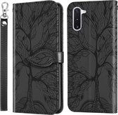 Voor Samsung Galaxy Note10 Life of Tree Embossing Pattern Horizontale Flip lederen tas met houder & kaartsleuf & portemonnee & fotolijst & lanyard (zwart)