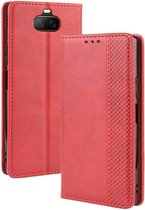 Voor Sony Xperia 8 Magnetische Gesp Retro Crazy Horse Textuur Horizontale Flip Leren Case met Houder & Kaartsleuven & Fotolijst (Rood)