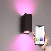 Lednify WiZ Connected Smart WiFi LED GU10 5W RGB en Wandlamp Selma - Zwart - IP44