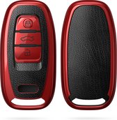kwmobile autosleutelhoes compatibel met Audi 3-knops autosleutel Keyless - TPU beschermhoes in rood / zwart - Autosleutelcover