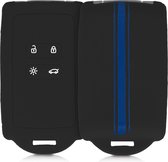 kwmobile autosleutelhoes voor Renault 4-knops Smartkey autosleutel (alleen Keyless Go) -Siliconenhoes in blauw / zwart - Sleutelcover