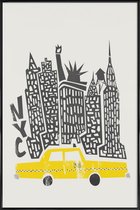 JUNIQE - Poster in kunststof lijst New York Cityscape -40x60 /Geel &