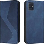 Voor Samsung Galaxy A51 5G Huid Voelen Magnetisch S-type Effen Kleur Horizontale Flip Lederen Case met Houder & Kaartsleuf & Portemonnee (Blauw)