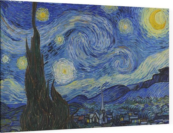 De sterrennacht, Vincent van Gogh - Foto op Canvas - 90 x 60 cm | bol.com