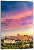 Dibond - Uitzicht op Parthenon Athene  - 60x90cm Foto op Aluminium (Met Ophangsysteem)