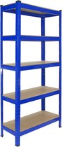 6 x T-rax Stellingkasten - 75x30x150 cm - Blauw - 100% boutloos - Draagkracht: 150 kg per plank - opbergrek metaal