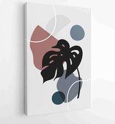 Foliage line art drawing with abstract shape. Abstract Plant Art design for print, cover, wallpaper, Minimal and natural wall art. 2 - Moderne schilderijen – Vertical – 1823785487