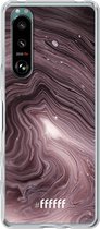 6F hoesje - geschikt voor Sony Xperia 5 III -  Transparant TPU Case - Purple Marble #ffffff
