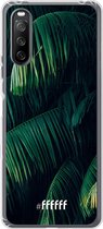 6F hoesje - geschikt voor Sony Xperia 10 III -  Transparant TPU Case - Palm Leaves Dark #ffffff