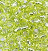 Rocailles silverlined , licht groen, 2 mm, 11/0, 20 gram