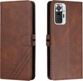 Voor Xiaomi Redmi Note 10 Pro Stiksels Stijl 2-Kleur Koe Textuur Horizontale Flip PU Lederen Case met Houder & Kaartsleuf & Lanyard (Bruin)