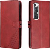 Voor Xiaomi Mi 10S Stikstijl 2-kleuren Koe Textuur Horizontale Flip PU Lederen Case met Houder & Kaartsleuf & Lanyard (Rood)