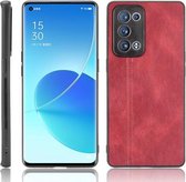 Voor OPPO Reno6 Pro+ Schokbestendig Naaien Koe Patroon Skin PC + PU + TPU Case (Rood)