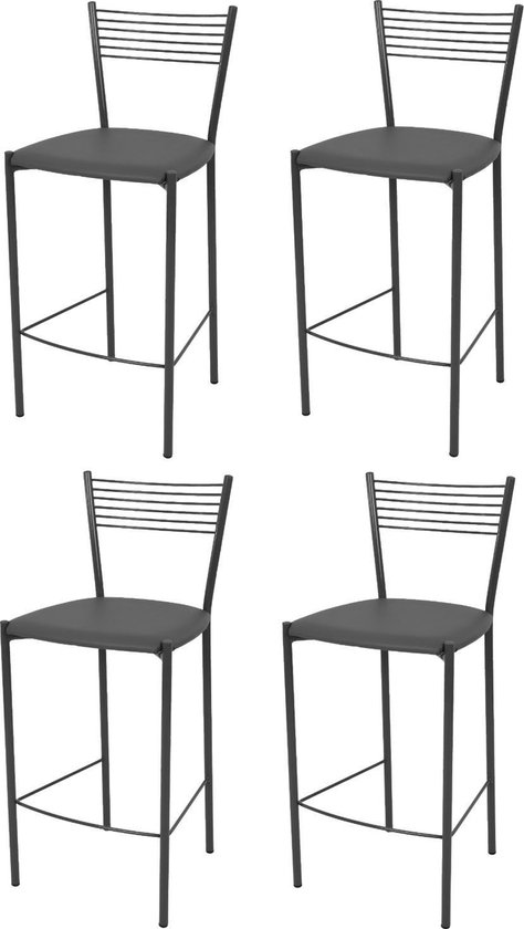 Foto: Tommychairs elena eetkamerstoelen set van 4 aluminium zwart kunstleer