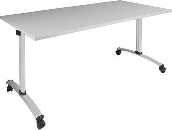 ABC Kantoormeubelen verrijdbare klaptafel perudo breed 140cm diep 80cm bladkleur kersen framekleur wit (ral9010)