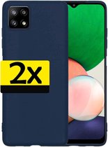 Samsung A22 Hoesje Case Siliconen 5G Versie - Samsung Galaxy A22 Case - Samsung A22 Hoes Siliconen - Donker Blauw - 2 Stuks