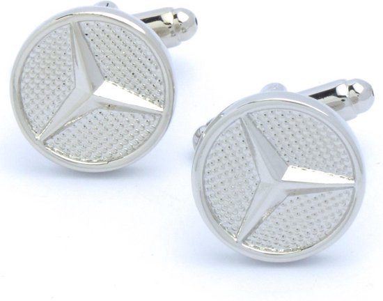 Manchetknopen - Automerk Mercedes Zilver Rond