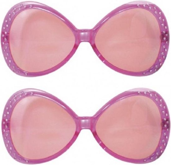 2x stuks diamant verkleed feest zonnebril roze - carnaval brillen | bol.com