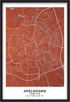 Poster Stad Apeldoorn - A2 - 42 x 59,4 cm - Inclusief lijst (Zwart Aluminium)