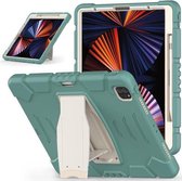 3-laags beschermingsschermframe + pc + siliconen schokbestendige combinatiehoes met houder voor iPad Pro 12.9 2021 (smaragdgroen)