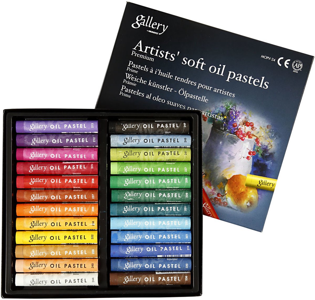 Gallery Oliepastel L: 7 cm, dikte 10 mm, diverse kleuren, 24 stuk