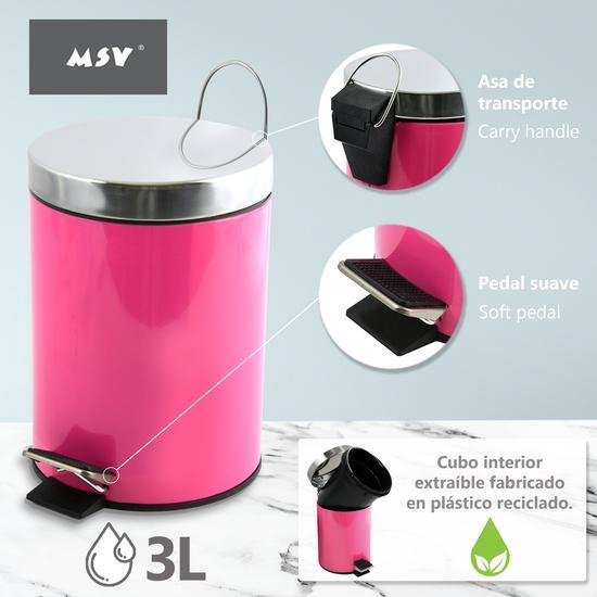Poubelle à bascule AKO 5,5L Rose Fuschia MSV | Leroy Merlin