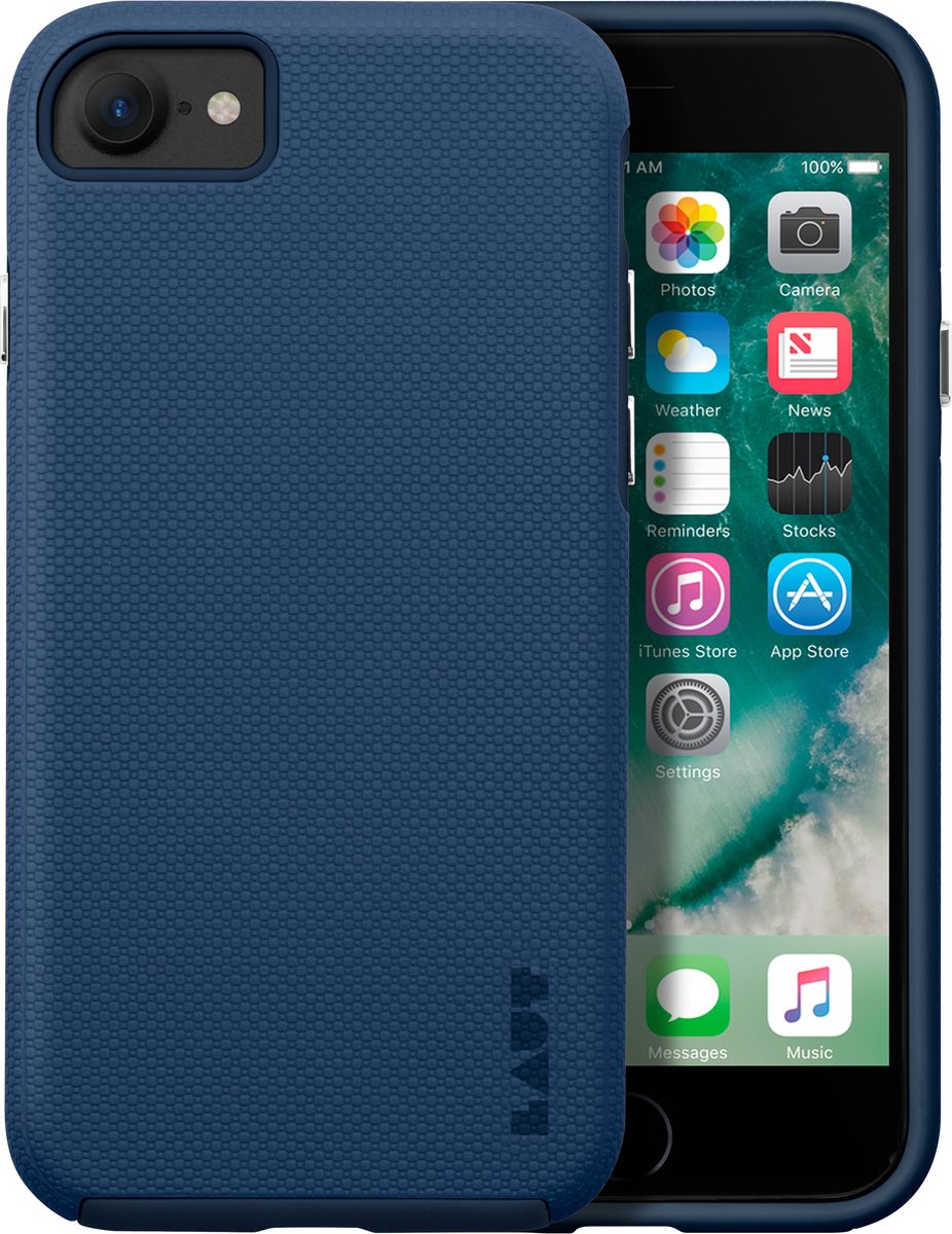 LAUT Shield kunststof hoesje voor iPhone 6, 6s, 7, 8 en SE 2020 SE 2022 - blauw