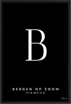 Poster Letter B Bergen op Zoom A4 - 21 x 30 cm (Exclusief Lijst)