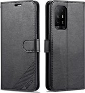 Voor OPPO A94 5G/Reno5Z 5G/F19 Pro+ 5G AZNS Schapenvacht Textuur Horizontale Flip Lederen Case met Houder & Kaartsleuven & Portemonnee (Zwart)