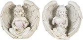 Clayre & Eef Figurine Ange (2) 10x6x10 cm Beige Polyrésine Accessoires de maison